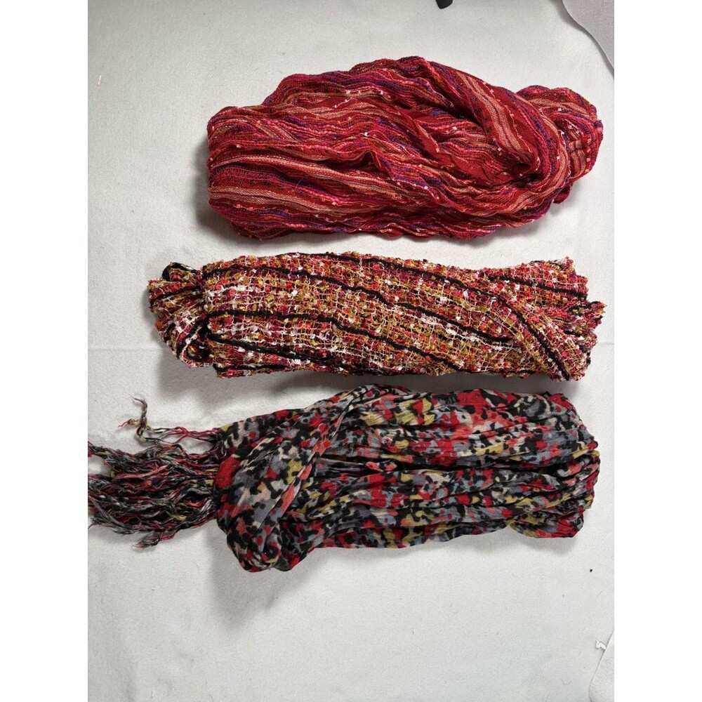 Women’s Multicolor Abstract Art Scarf Polyester Sheer Set of 3